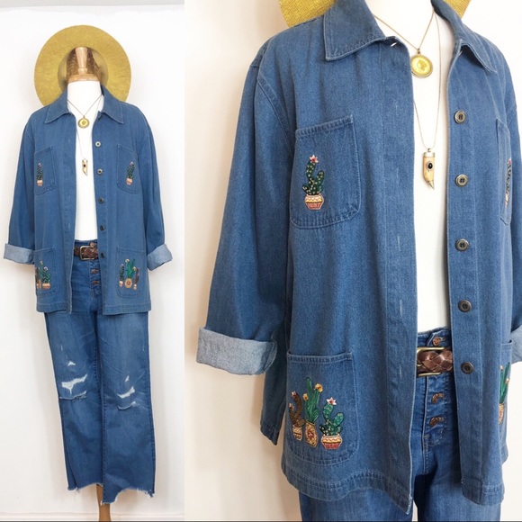 Vintage Jean Cactus Jacket • sz large - Picture 1 of 8